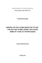 Nghiên cứu tạo chủng virus tái tổ hợp làm vaccine phòng chống cúm a h5n1 bằng kỹ thuật di truyền ngược