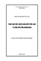 Pháp luật việc làm và giải quyết việc làm từ thực tiễn tỉnh quảng bình