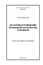 Pháp luật về đánh giá tác động môi trường đối với các dự án đầu tư và thực tiễn áp dụng tại tỉnh quảng bình