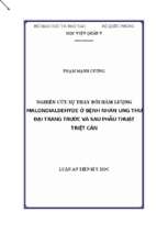 Nghiên cứu sự thay đổi hàm lượng malondialdehyde ở bệnh nhân ung thư đại tràng trước và sau phẫu thuật triệt căn