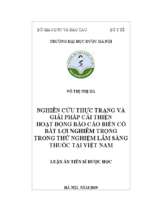 Nghiên cứu thực trạng và giải pháp cải thiện hoạt động báo cáo biến cố bất lợi nghiêm trọng trong thử nghiệm lâm sàng thuốc tại việt nam