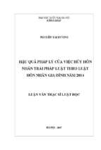 Hậu quả pháp lý của việc hủy hôn nhân trái pháp luật theo luật hôn nhân gia đình năm 2014.