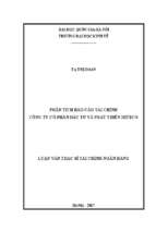 Phân tích báo cáo tài chính công ty cổ phần đầu tư và phát triển hiteco