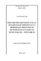 Phát hiện dexamethason acetat, betamethason dipropionat và prednisolon  trong một số mỹ phẩm đang lưu hành tại huyện nghi lộc– tỉnh nghệ an