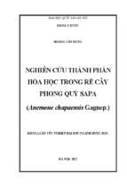 Nghiên cứu thành phần hóa học trong rễ cây phong quỳ sapa (anemone chapaensis gagnep.)