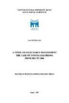 A study on sales force management the case of toyota giai phong from 2002 to 2006