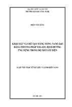 Khảo sát và chế tạo màng mỏng nano zno bằng phương pháp solgel định hướng ứng dụng trong bộ nhớ sắt điện