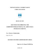 Solutions for improving the competitiveness of posts & tel. joint stock insurance company = một số giải pháp nâng cao năng lực cạnh tranh của tổng công ty cổ phần bảo hiểm bưu điện.