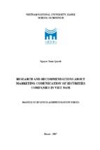 Research and recommendations about marketing comunication of securities companies in vietnam