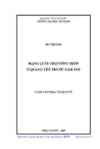 Mạng lưới chợ nông thôn ở quảng yên trước năm 1945