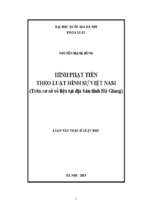 Hình phạt tiền theo luật hình sự việt nam (trên cơ sở số liệu tại địa bàn tỉnh hà giang)