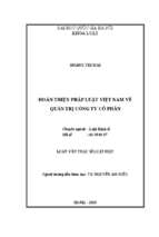 Hoàn thiện pháp luật việt nam về quản trị công ty cổ phần