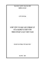 Góp vốn và hậu quả pháp lý của hành vi góp vốn theo pháp luật việt nam