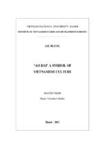 Ao dai& a symbol of vietnamese culture = nghiên cứu áo dài&biểu trưng của việt nam.