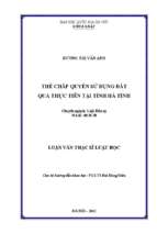 Thế chấp quyền sử dụng đất qua thực tiễn tại tỉnh hà tĩnh