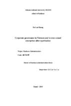 Corporate governance in vietnam and in state owned enterprises after equitization