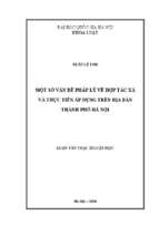 Một số vấn đề pháp lý về hợp tác xã và thực tiễn áp dụng trên địa bàn thành phố hà nội