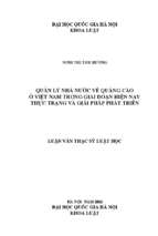 Quản lý nhà nước về quảng cáo ở việt nam trong giai đoạn hiện nay thực trạng và giải pháp phát triển.