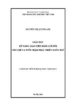 Giáo dục kỹ năng giao tiếp bằng lời nói cho trẻ 5 6 tuổi chậm phát triển ngôn ngữ