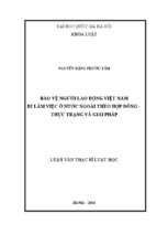 Bảo vệ người lao động việt nam đi làm việc ở nước ngoài theo hợp đồng thực trạng và giải pháp.