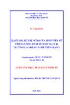 đánh giá sự hài lòng của sinh viên về chất lượng dịch vụ đào tạo tại trường cao đẳng nghề tiền giang