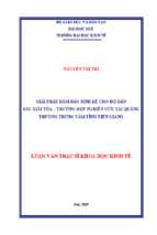 Giải pháp đảm bảo sinh kế cho người dân sau giải tỏa   trường hợp nghiên cứu tại dự án quảng trường trung tâm tỉnh tiền giang