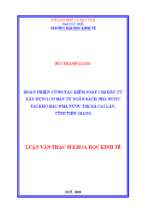 Hoàn thiện công tác kiểm soát chi đầu tư xây dựng cơ bản từ ngân sách nhà nước tại thị xã cai lậy, tỉnh tiền giang