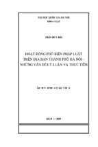 Hoạt động phổ biến pháp luật trên địa bàn thành phố hà nội   những vấn đề lý luận và thực tiễn