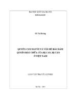 Quyền con người và vấn đề bảo đảm quyền bào chữa của bị can, bị cáo ở việt nam