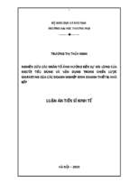 Nghiên cứu các nhân tố ảnh hưởng đến sự hài lòng của người tiêu dùng và vận dụng trong chiến lược marketing của các doanh nghiệp kinh doanh thiết bị nhà bếp