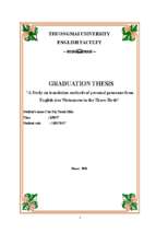 A study on translation methods of personal pronouns from english into vietnamese in the thorn birds