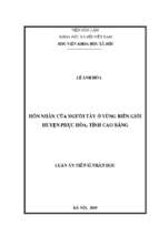 Hôn nhân của người tày ở vùng biên giới huyện phục hòa, tỉnh cao bằng