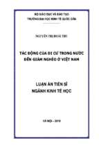 Tác động của di cư trong nước đến giảm nghèo ở việt nam