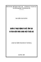 Quản lý hoạt động tu bổ, tôn tạo di tích kiến trúc chùa việt ở bắc bộ