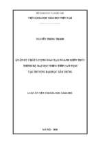 Quản lý chất lượng đào tạo ngành kiến trúc trình độ đại học theo tiếp cận tqm tại trường đại học xây dựng