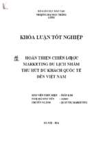 Hoàn thiện chiến lược marketing du lịch nhằm thu hút du khách quốc tế đến việt nam