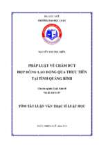 Luận văn pháp luật về chấm dứt hợp đồng lao động, qua thực tiễn tại  tỉnh quảng bình tt.