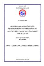 Luận văn pháp luật lao động về an toàn vệ sinh lao động đối với lao động nữ, qua thực tiễn tại các khu công nghiệp tỉnh quảng trị. tt.