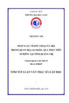 Luận văn pháp luật về đối thoại xã hội trong quan hệ lao động, qua thực tiễn tại tỉnh quảng trị tt.