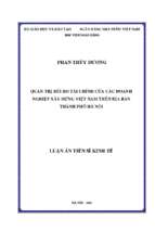 Quản trị rủi ro tài chính của các doanh nghiệp xây dựng việt nam trên địa bàn thành phố hà nội