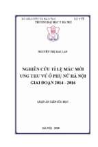 Nghiên cứu tỷ lệ mắc mới ung thư vú ở phụ nữ hà nội giai đoạn 2014 2016