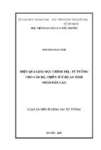 Hiệu quả giáo dục chính trị   tư tưởng cho cán bộ, chiến sĩ ở bộ an ninh nhân dân lào