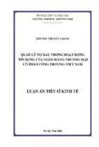 Quản lý nợ xấu trong hoạt động tín dụng của ngân hàng thương mại cổ phần công thương việt nam