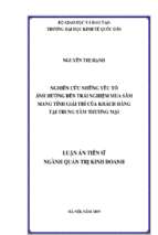 Nghiên cứu những yếu tố ảnh hưởng đến trải nghiệm mua sắm mang tính giải trí của khách hàng tại trung tâm thương mại