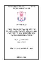 Thực trạng thừa cân, béo phì và hiệu quả của một số giải pháp can thiệp ở học sinh tiểu học tại thành phố bắc ninh tt