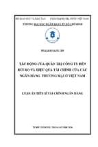 Tác động của quản trị công ty đến rủi ro và hiệu quả tài chính của các ngân hàng thương mại ở việt nam