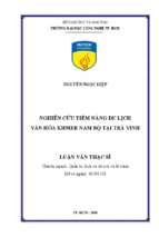 Luận văn nghiên cứu tiềm năng du lịch văn hóa khmer nam bộ tại trà vinh