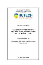 Luận văn các nhân tố ảnh hưởng đến xây dựng thương hiệu du lịch vĩnh long