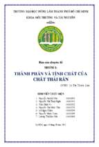 Tiểu luận môn kỹ thuật xử lý chất thải thành phần và tính chất của chất thải rắn