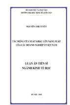 Tác động của xuất khẩu lên năng suất của các doanh nghiệp ở việt nam